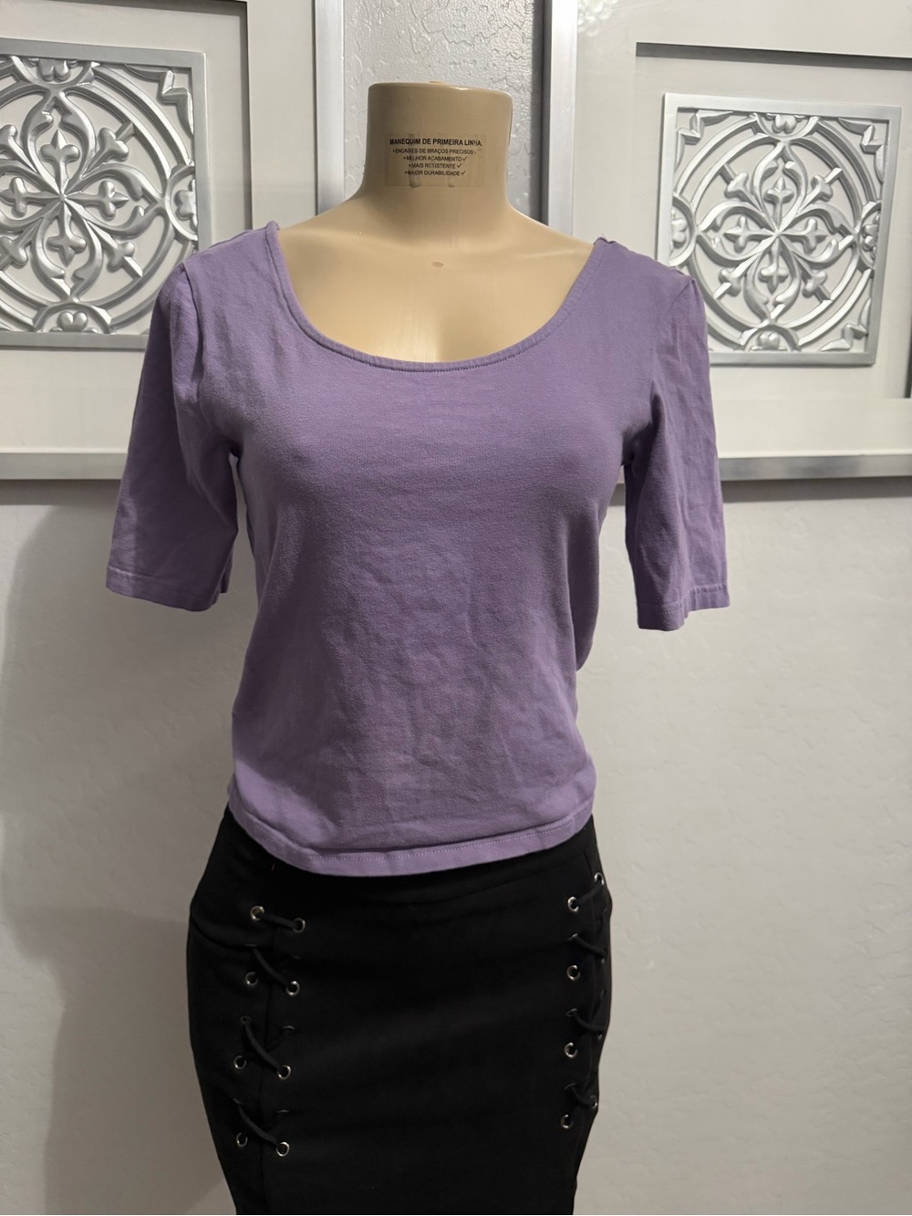 H&M Lilac Scoop Neck Short Sleeve Top